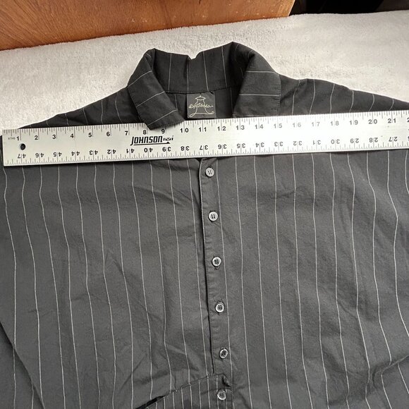 SpiritHouse Women’s Asymmetric Pinstripe Shirt Black Art to Wear Button-Up S/M - Picture 7 of 10